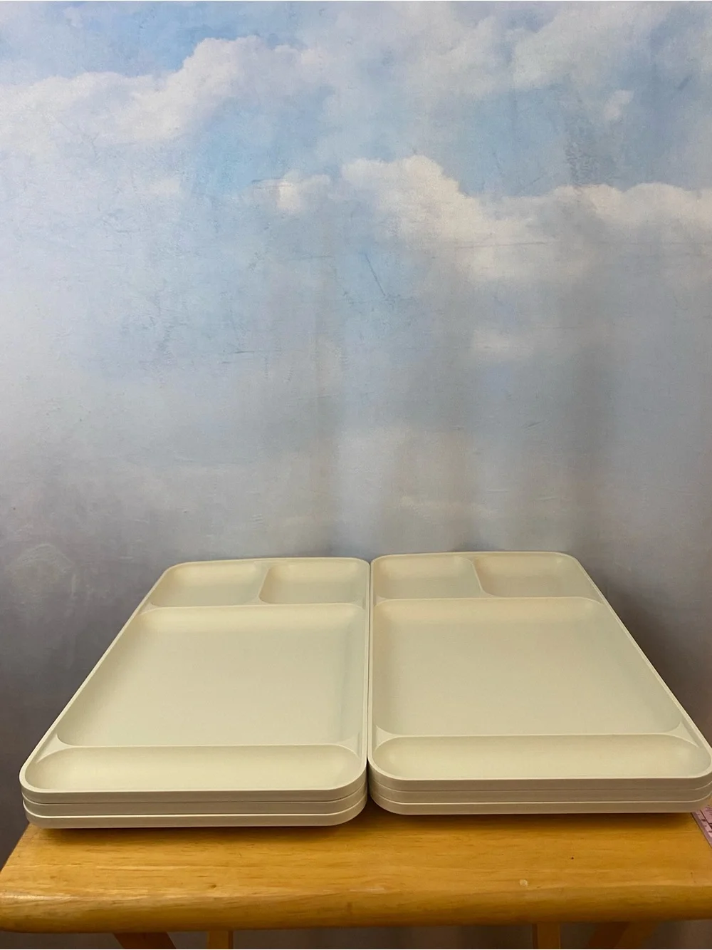 Vintage 1535 Tupperware Beige Compartment Food Trays Set of 6